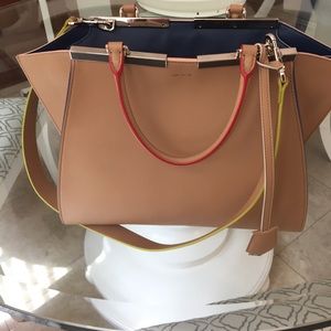 Fendi Tan and Blue Shoulder Bag